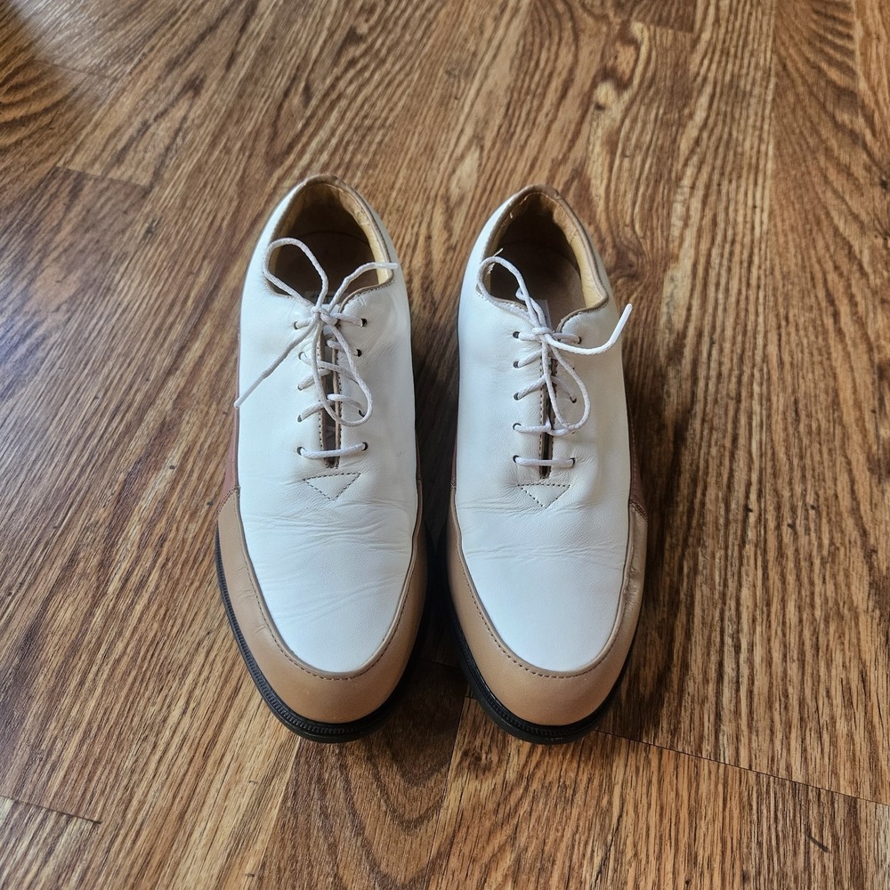 FOOTJOY FJ Europa Collection Women's 7.5 Ivory Brown Four Tone Golf Shoes 99224 - Picture 4 of 13